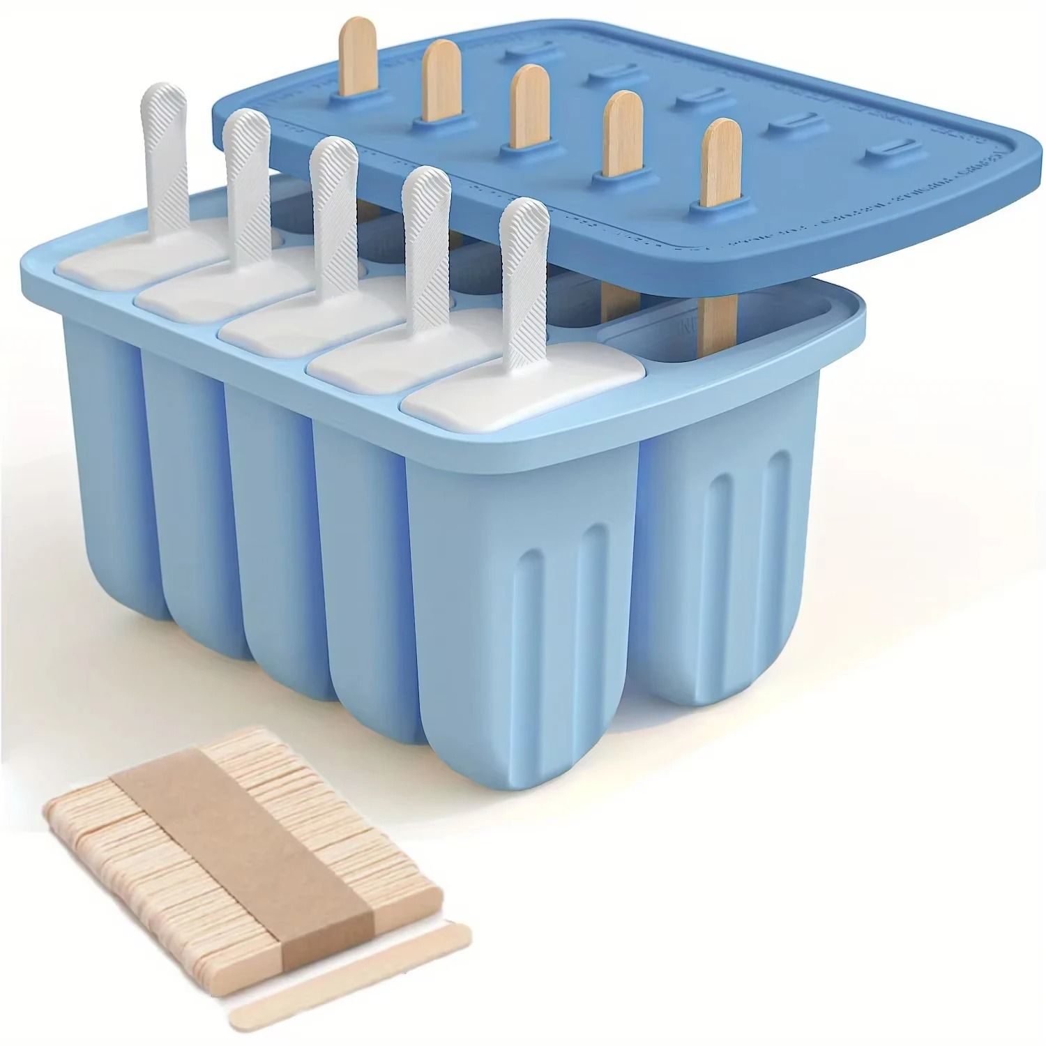 Silicone Popsicle Molds with 10 Large Ice Pop Cavities