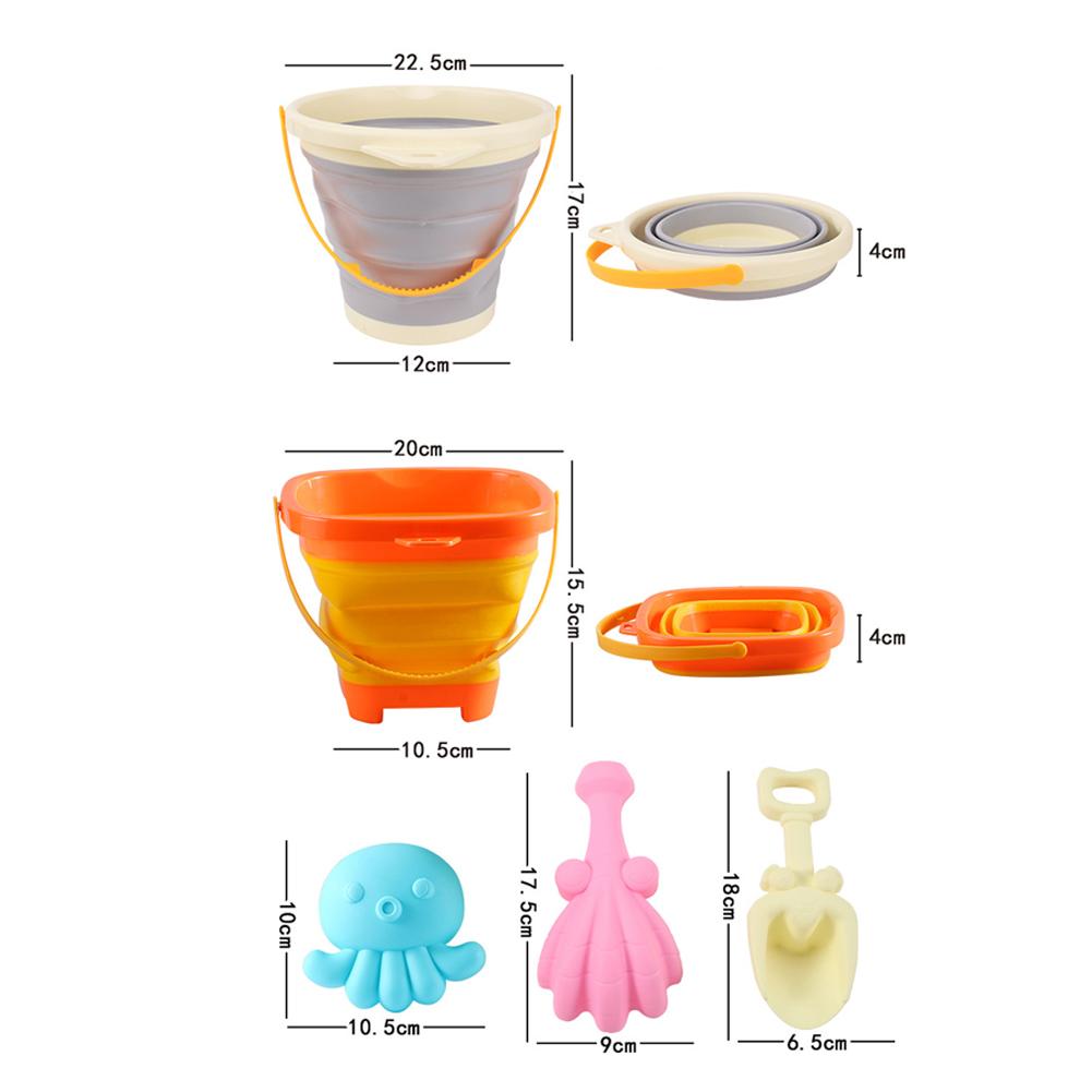 Foldable Kids Beach Bucket Set Travel Sand Toy Kit with Shovel