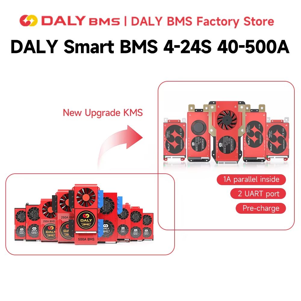 Daly Smart BMS for LiFePO4 & Li-Ion Batteries – 10S–24S 36V/48V Battery Management System (40A–500A)