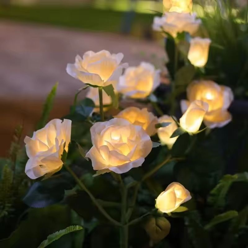 Solar 5-Head Rose Flower LED Outdoor Landscape Light Waterproof Garden Lawn Yard Path Decorative Lamp