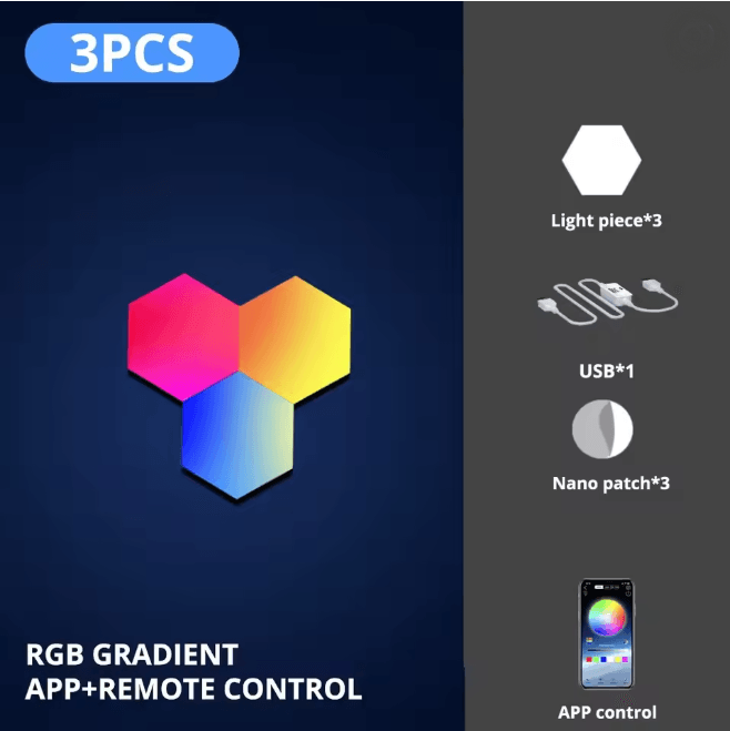 RGB Intelligent Hexagonal Wall Lamp Music Sync App Control Light Panels