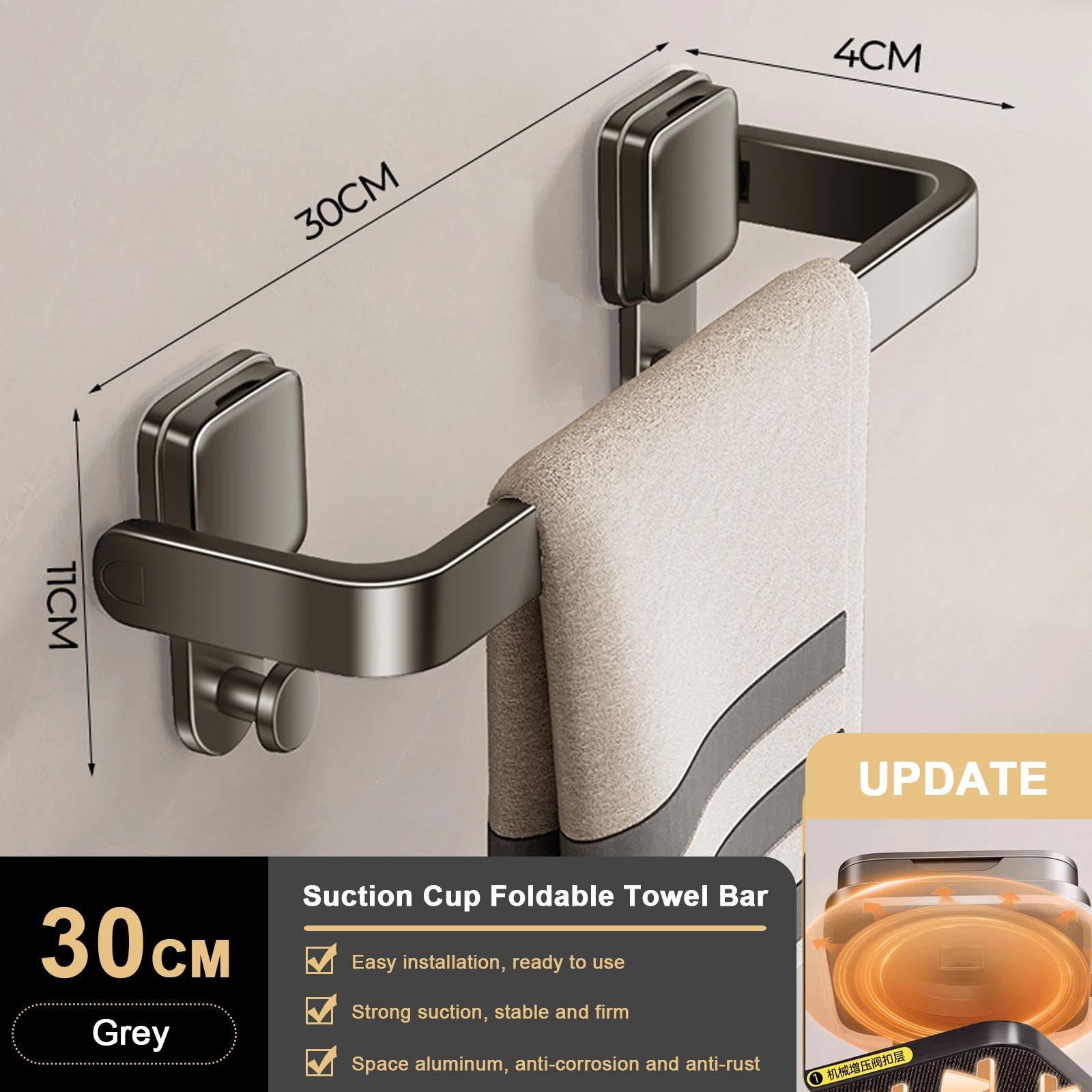 Suction Cup Folding Bathroom Towel Rack