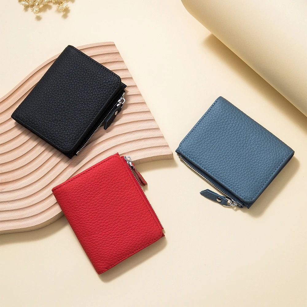 Genuine Leather Zip Wallet with RFID Protection