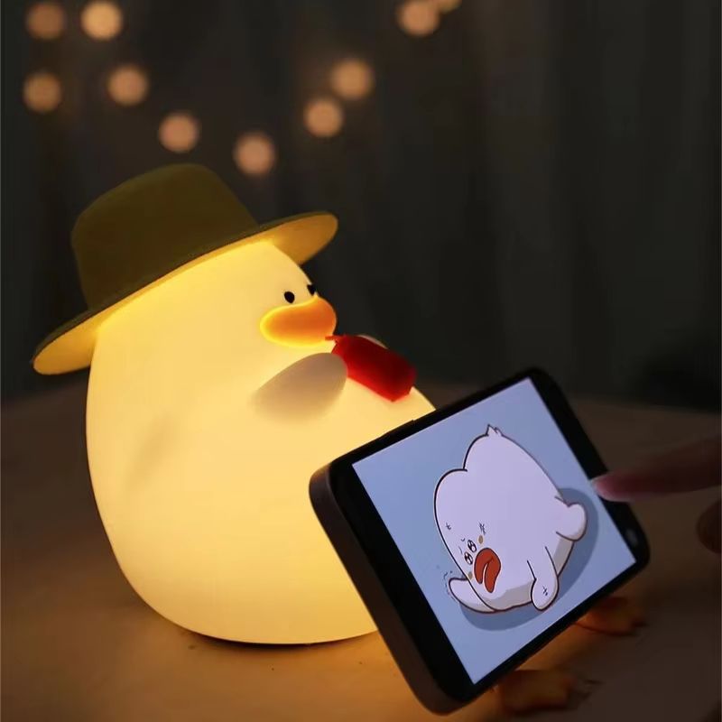 Cute Duck Silicone Night Light USB Rechargeable Kids Bedside Lamp