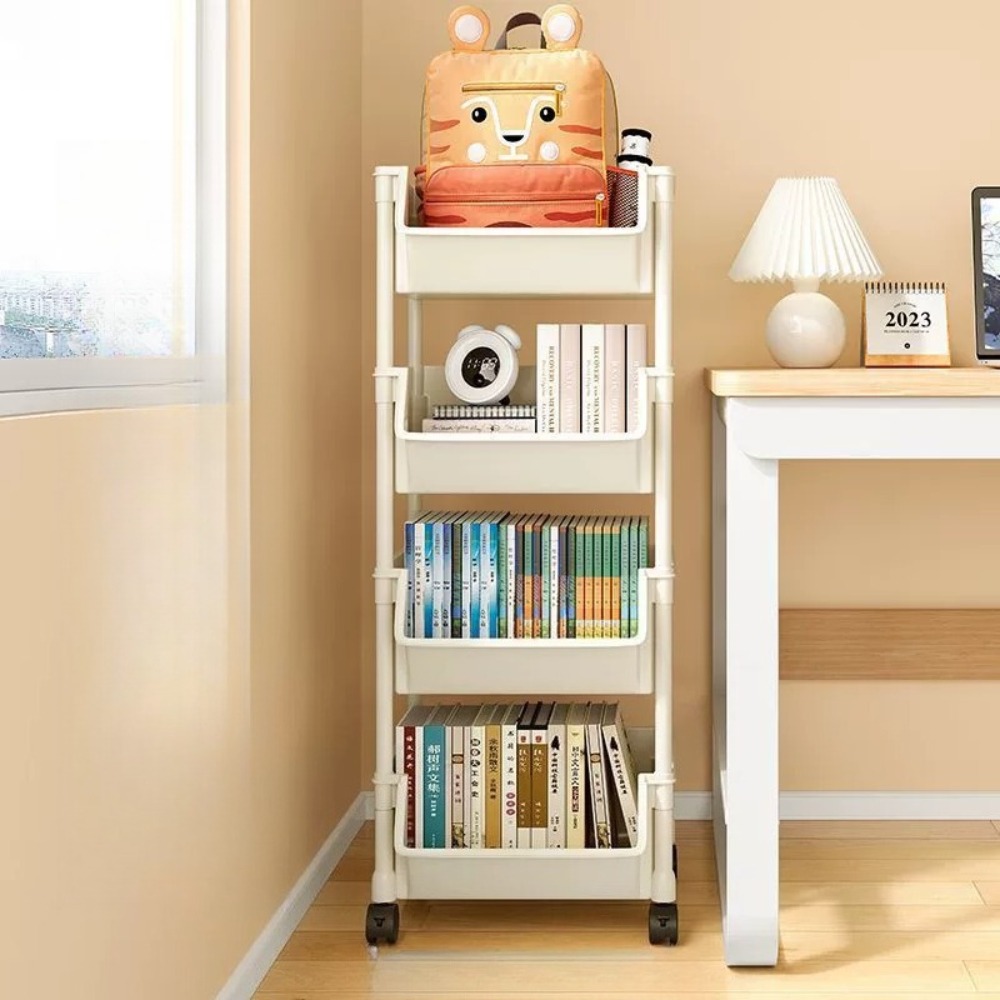 Multi-layer Mobile Storage Organizer Rack with Wheels for Kitchen Bedroom Living Room Snack and Book Storage