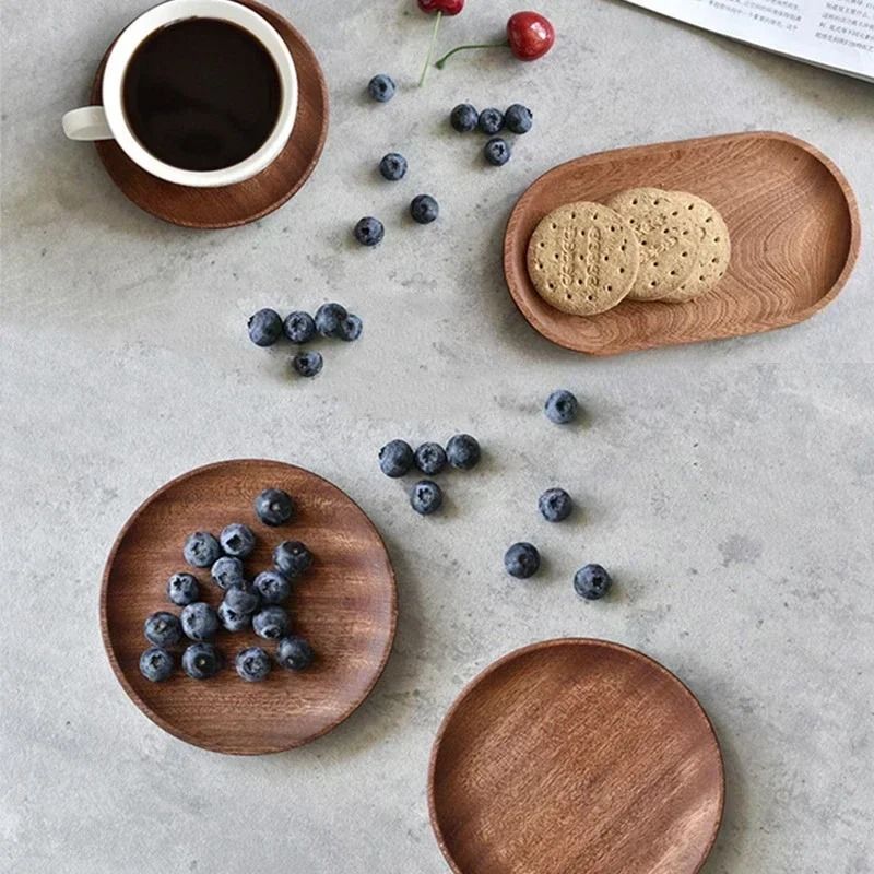 Japanese Style Rectangular Wooden Dinner Plate Walnut Wood Serving Tray