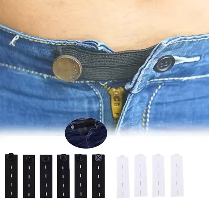 Unisex Pant Extender Belt Waist Band for Trousers Jeans Maternity Button Hooks Sewing Supplies Garment