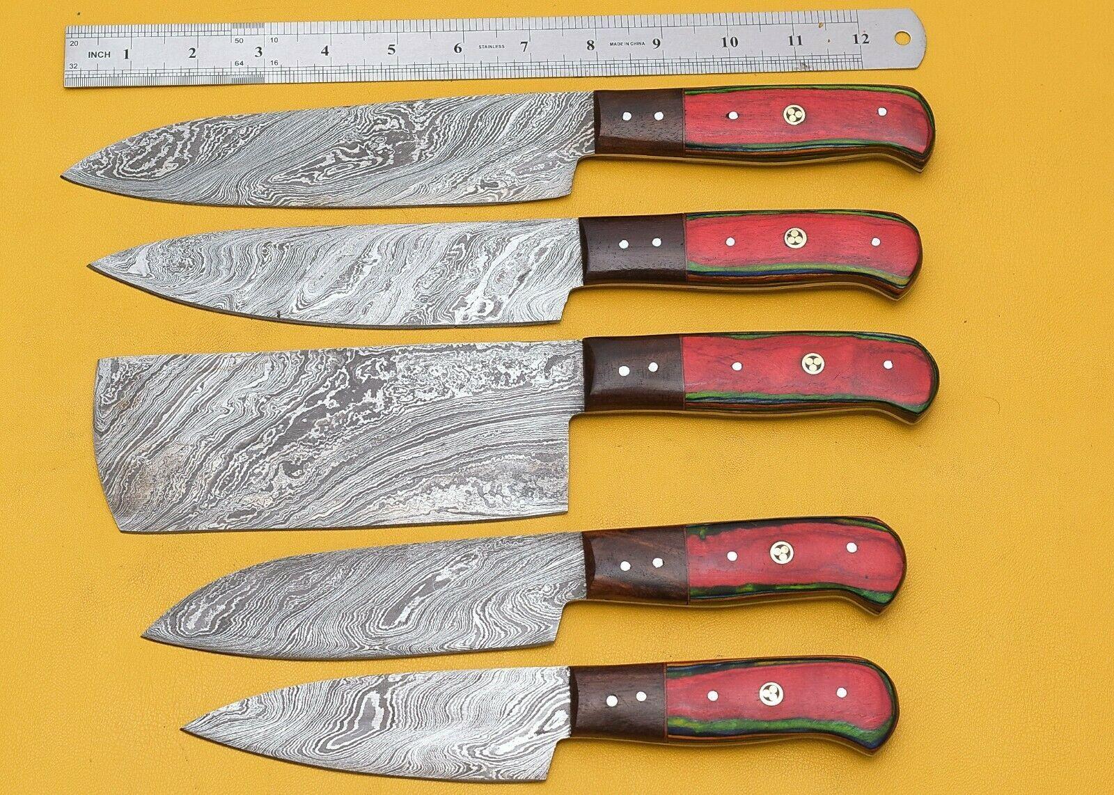 Razor Sharp Handmade Damascus Chef Knives 5-Piece Kitchen Set