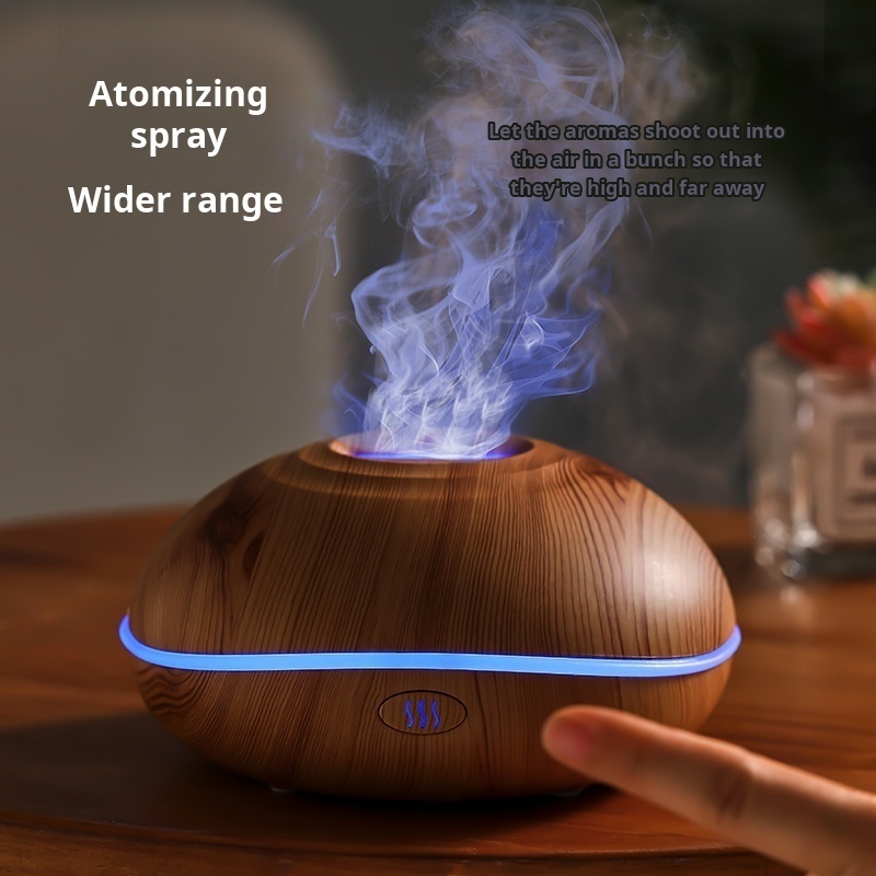 7-Color Fire Flame Wood Grain Ultrasonic Aroma Diffuser & Humidifier