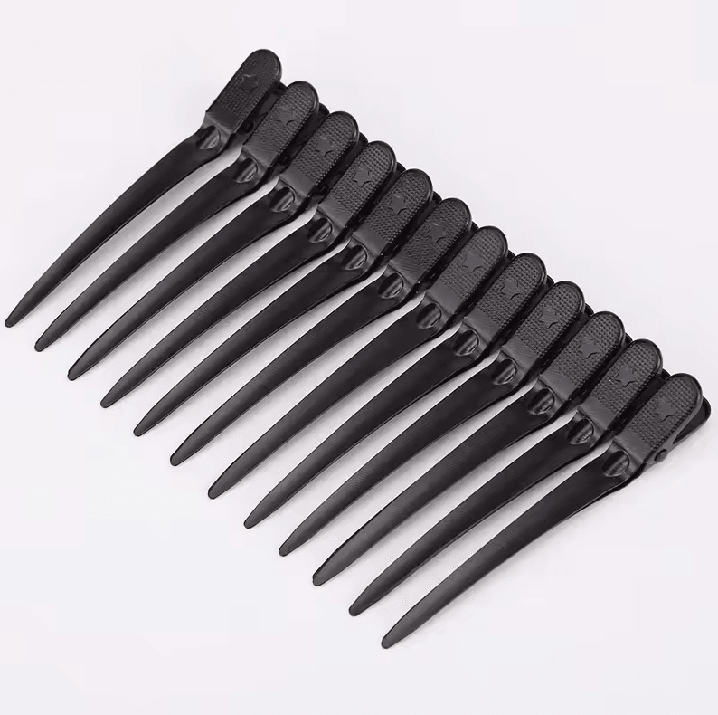 12-Piece Stainless Steel Hair Sectioning Clips | Professional Hairdressing & Barber Hair Styling Clamps