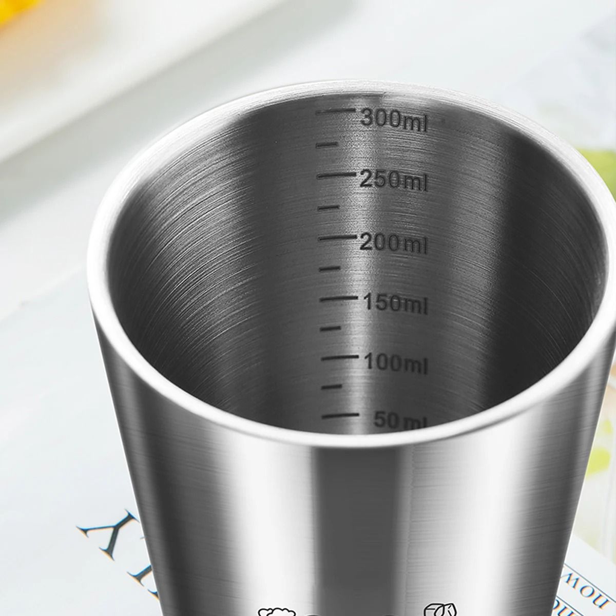 Stainless Steel Coffee Mug with Scale Double Layer Insulated Cup