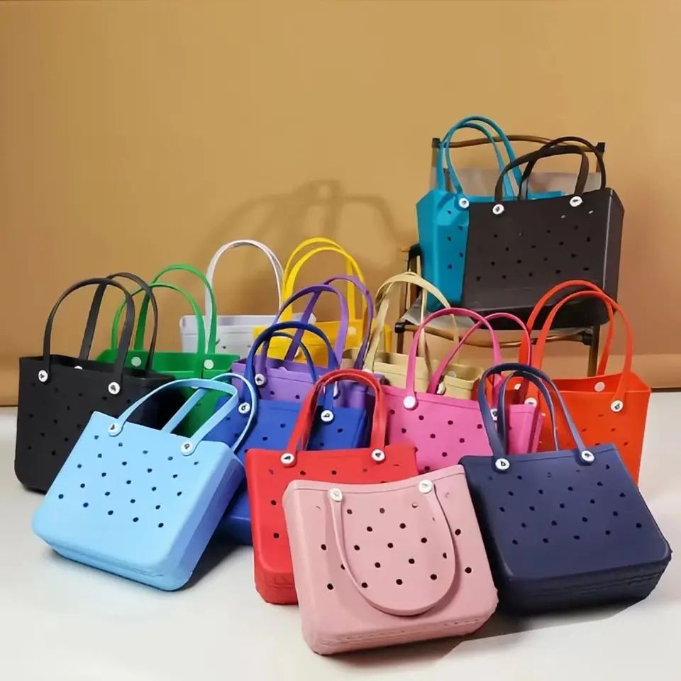 Lightweight Beach Grid Tote Bag