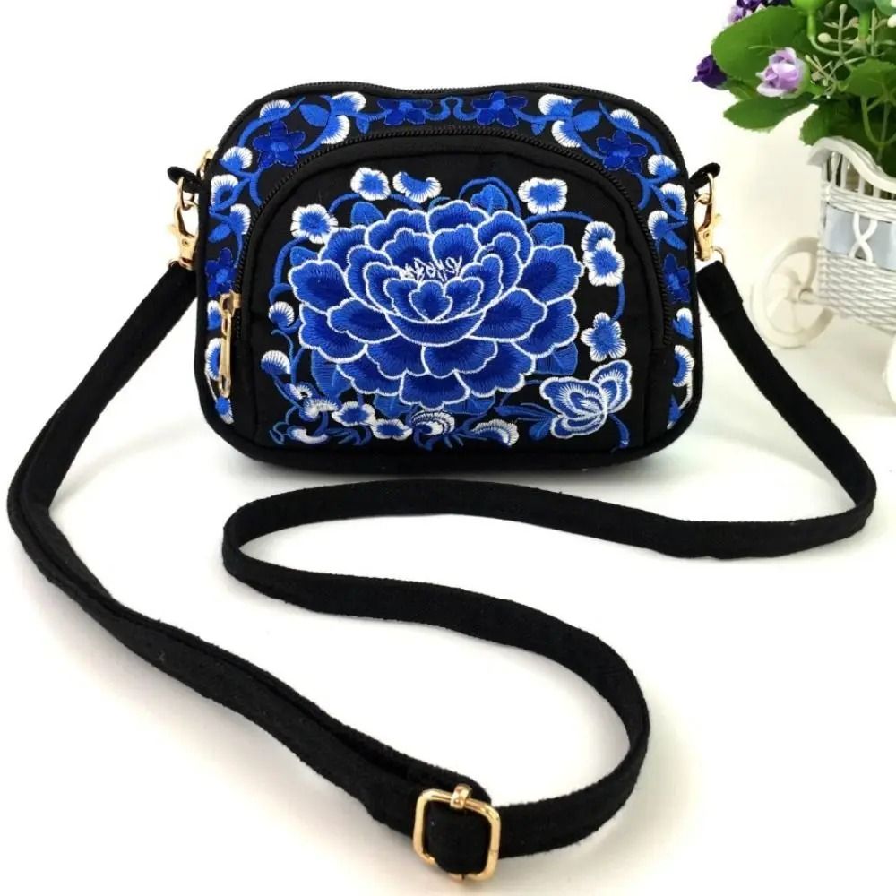 Ethnic Style Floral Embroidered Crossbody Bag