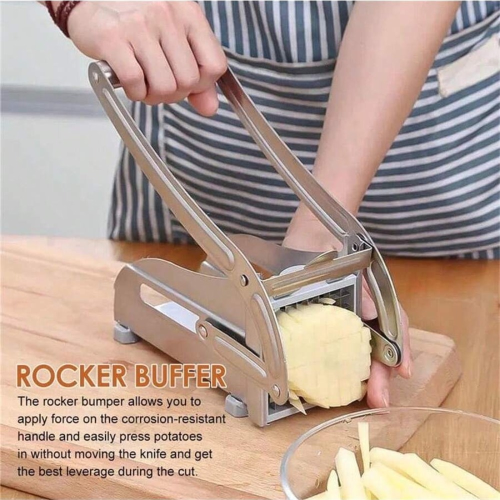 Stainless Steel Potato Cutter with Non-slip Suction Base & Replacement Blades Vegetable and Chips Chopper