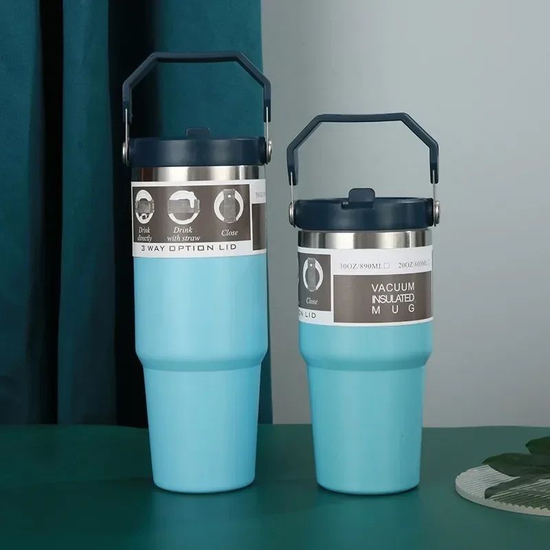 20oz/30oz Stainless Steel Thermal Water Bottle with Straw – Vacuum Insulated Car Coffee Tumbler (Hot & Cold)