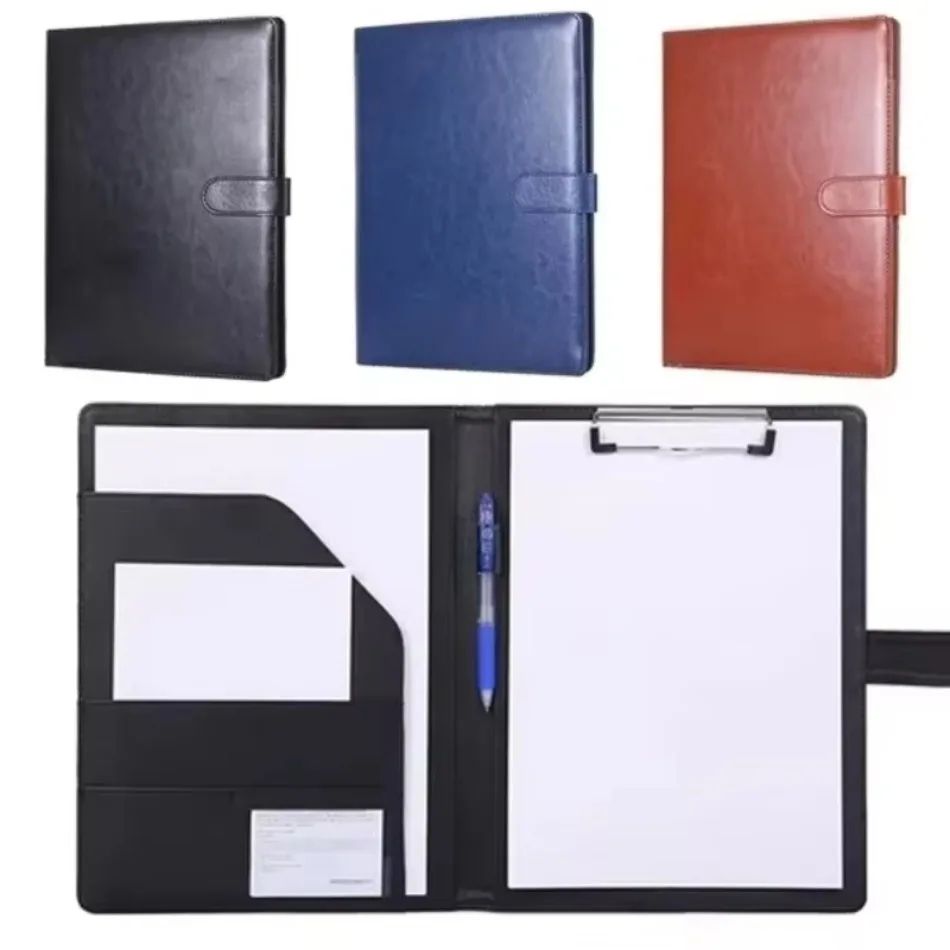 A4 PU Leather Business Portfolio Folder with Magnetic Closure and Memo Pad