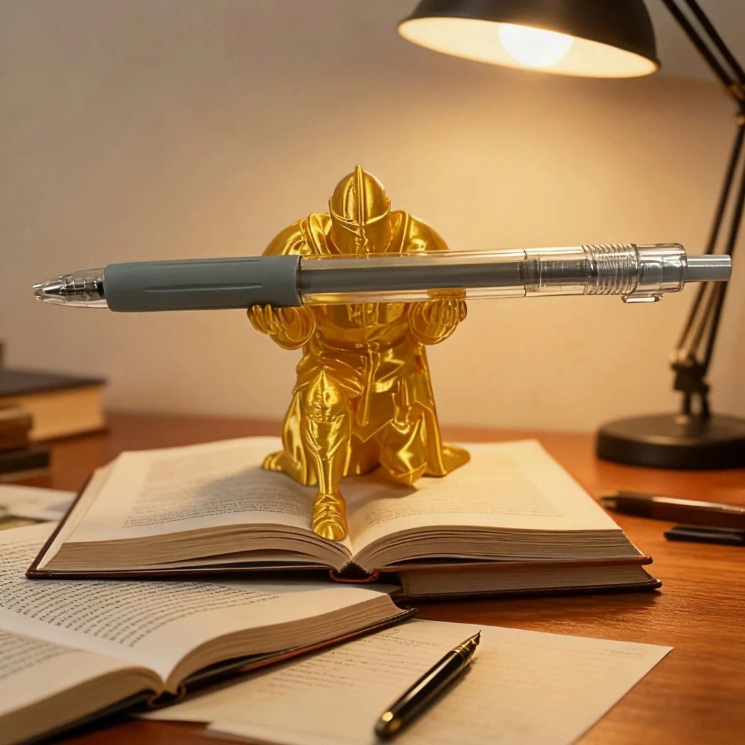 Golden Knight Creative Pen Holder Personalized Desktop Ornament Pen Storage Rack