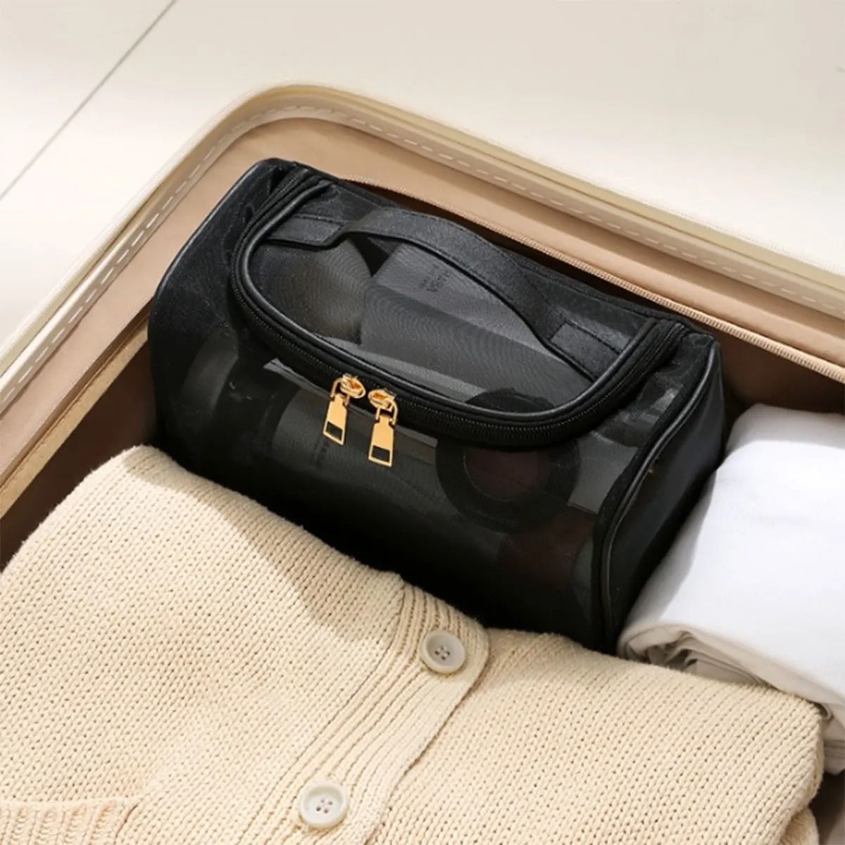Transparent Large-Capacity Travel Makeup and Toiletry Bag