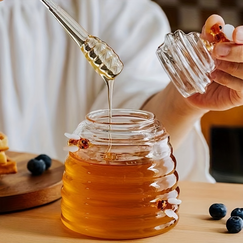 Animal-Themed Borosilicate Glass Honey Jar with Lid Perfect for Kitchen & Dining