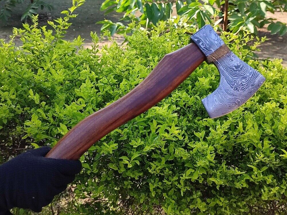 Hand-Forged Damascus Steel Tomahawk Axe | 17