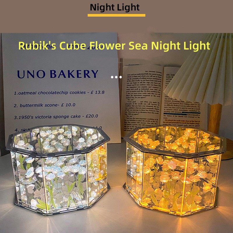 Three-Dimensional Tulip Night Light, DIY Handmade Craft Lamp, LED Birthday Gift