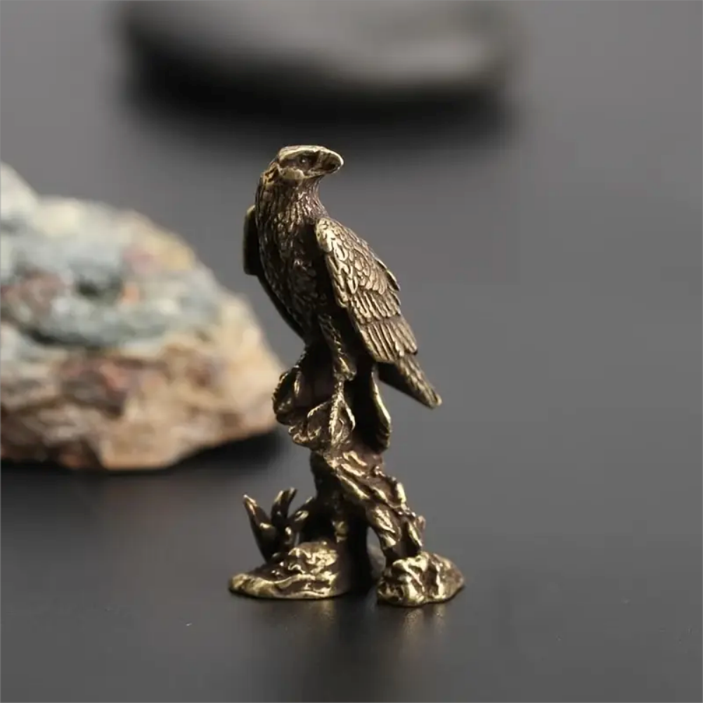 Handcrafted Bronze Eagle Sculpture Miniature Bird Statue for Elegant Home Decor