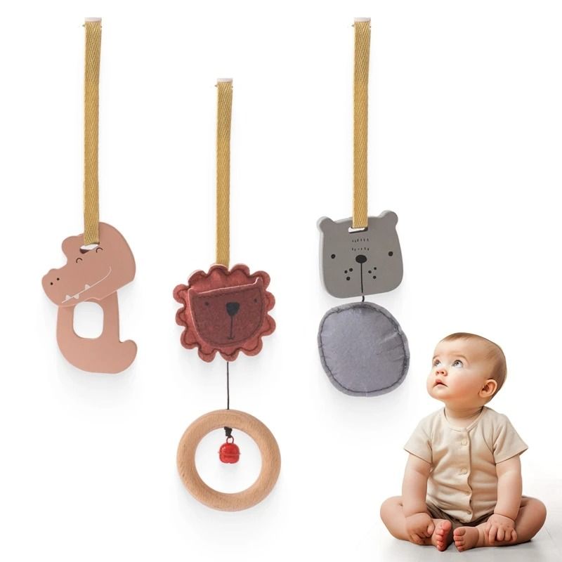 Baby Play Gym Wooden Pendants – Newborn Sensory Rattle & Room Decoration