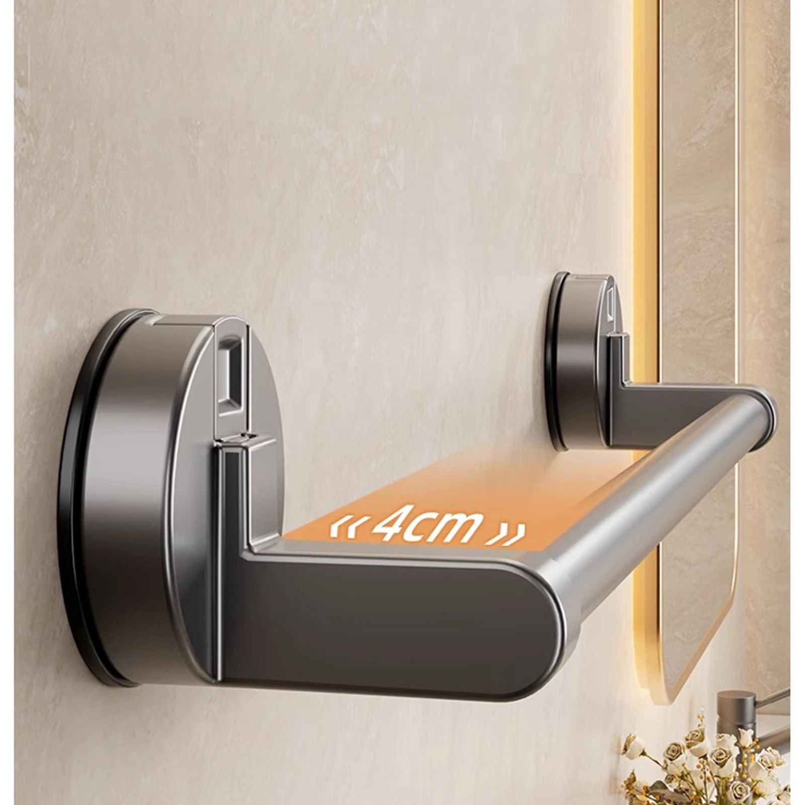 Suction Cup Double Bar Bathroom Towel Rack