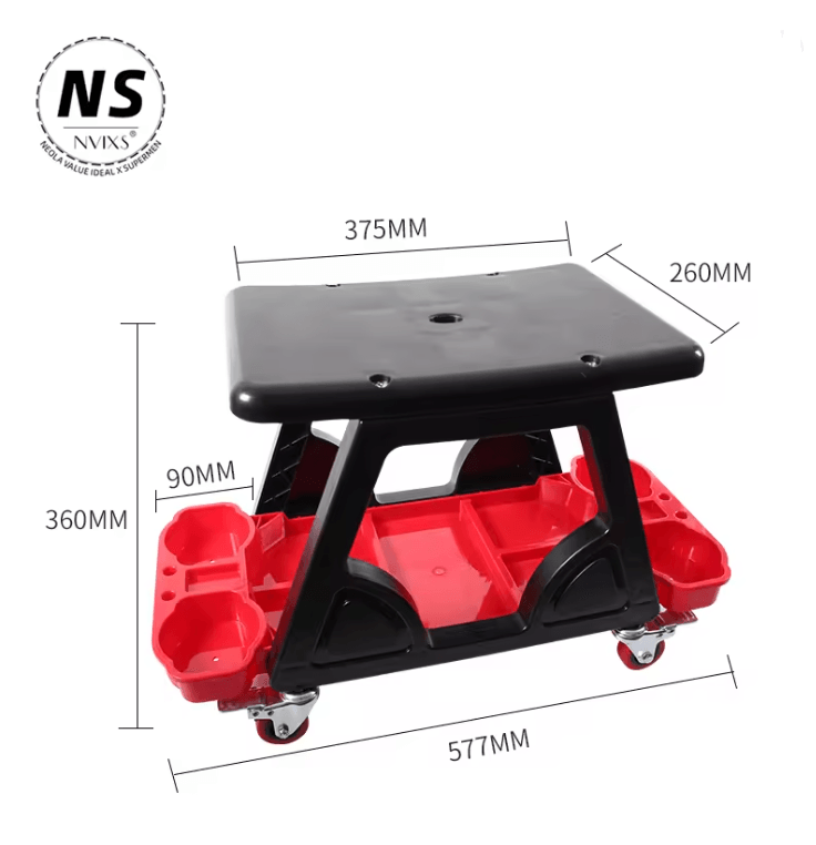 Multifunctional Car Wash Chair and Mobile Tool Cart with Pulley Wheels