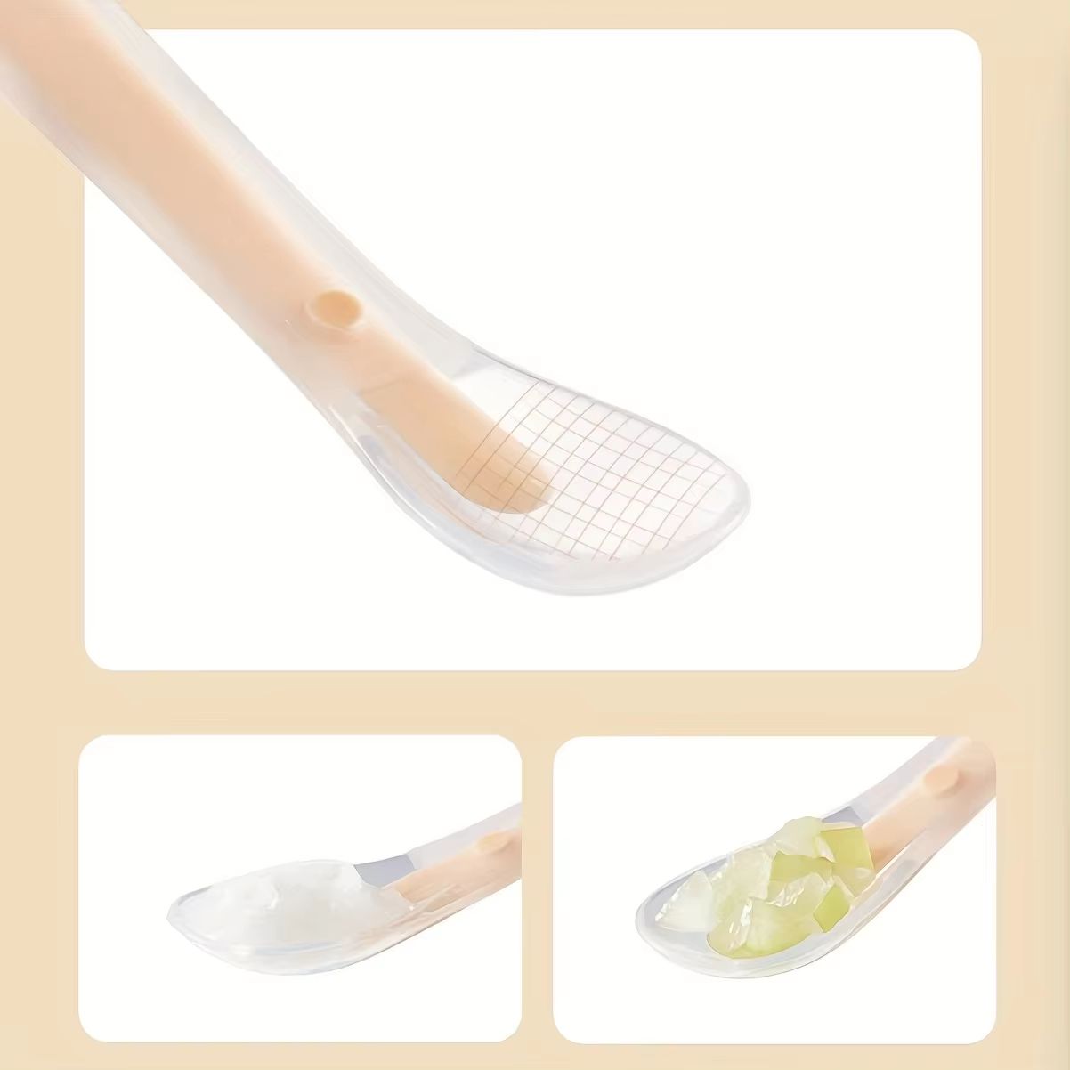 Soft-Touch Silicone Baby Feeding Spoon with Matte Surface - Safe Training Tableware