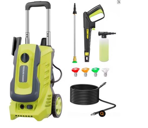 Electric High Pressure Washer Max, Quick-Connect Nozzles, Telescopic Handle, Foam Cannon, Heavy Duty Power Washer