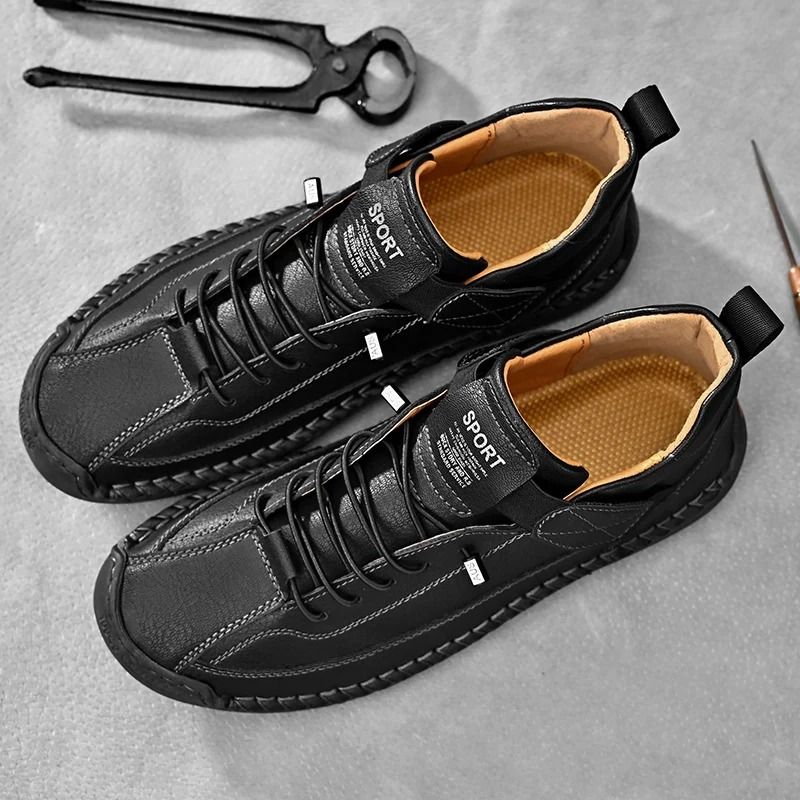 Handmade Leather Men Slip On Loafers Casual Breathable Flats
