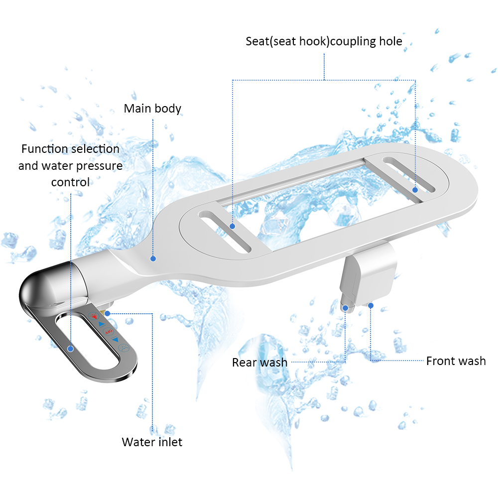 Bidet Toilet Seat New Lightweight Ultra thin Non Electric Double Nozzle, Adjustable Water Pressure, Easy Installations