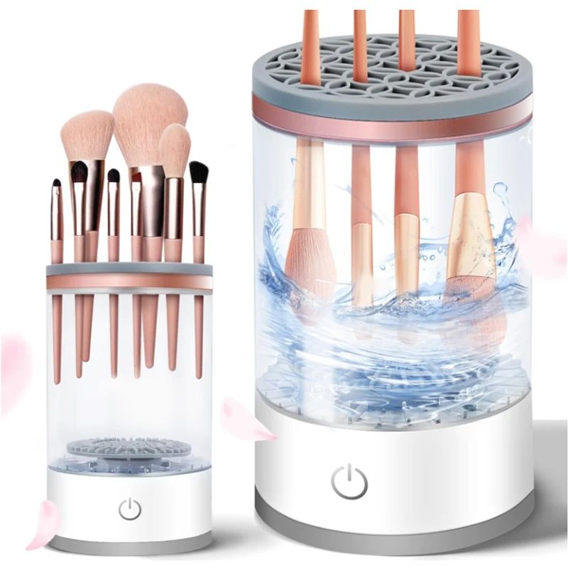 Automatic Rotating Makeup Brush Cleaner & Dryer Machine, Deep Clean One-Click Electric Brush Washing Tool for All Brush