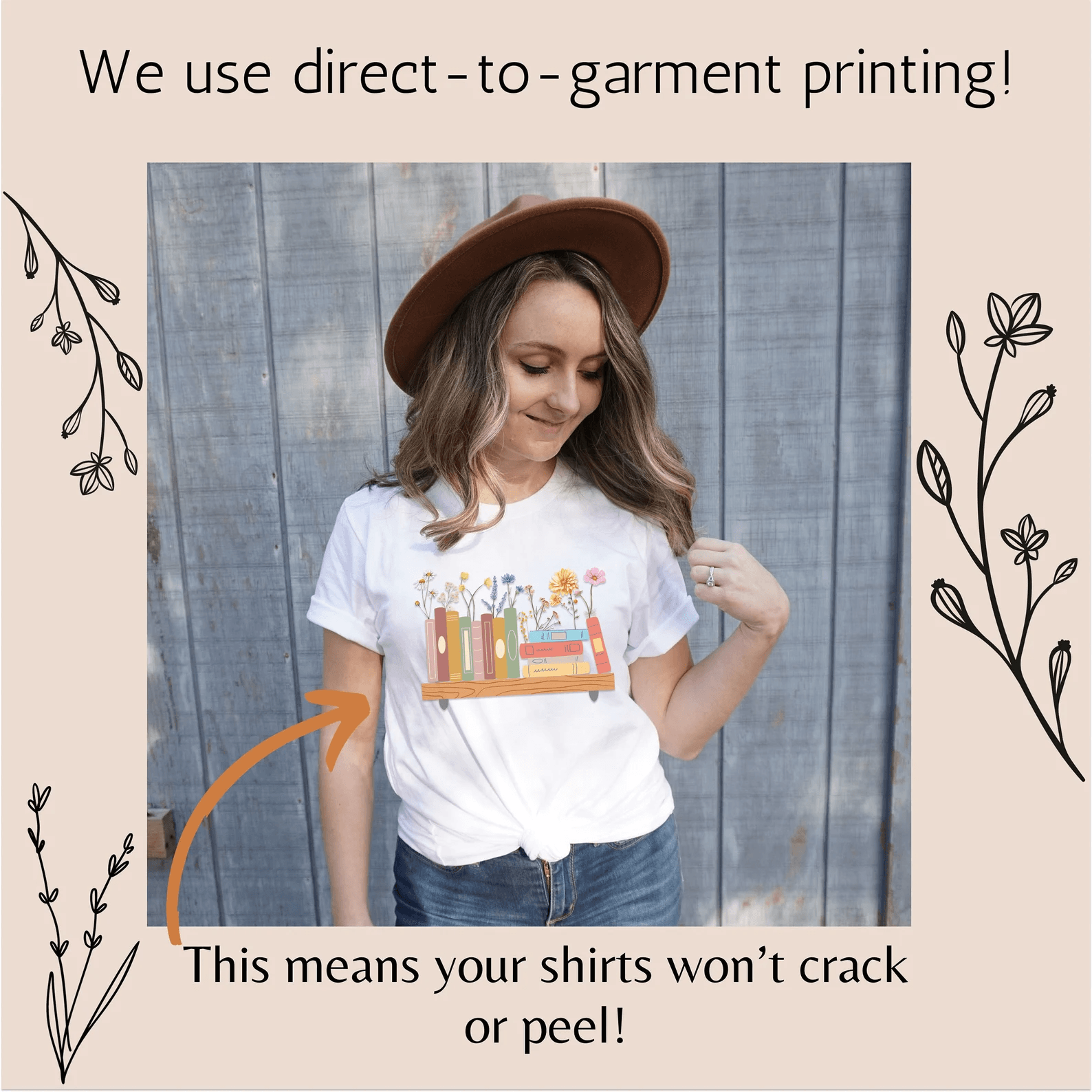 Book Lover Shirt for Women Funny Botanical Flower Bookish Tee Reading Casual Top