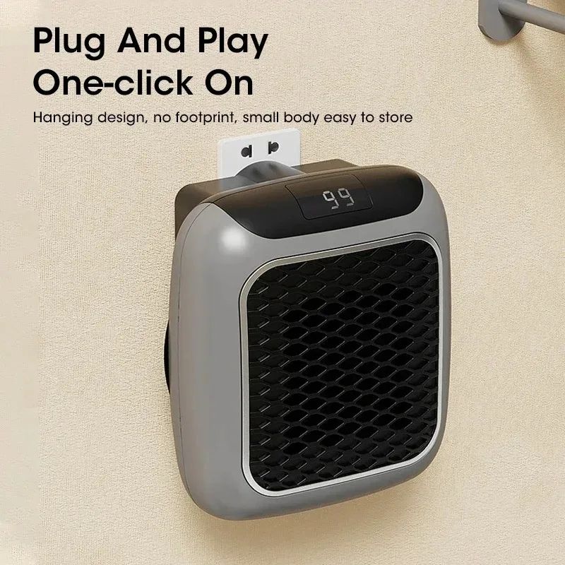 500W Wall-Mounted Electric Heater Mini Warm Air Blower Plug-in Hot Fan Radiator with Remote Control