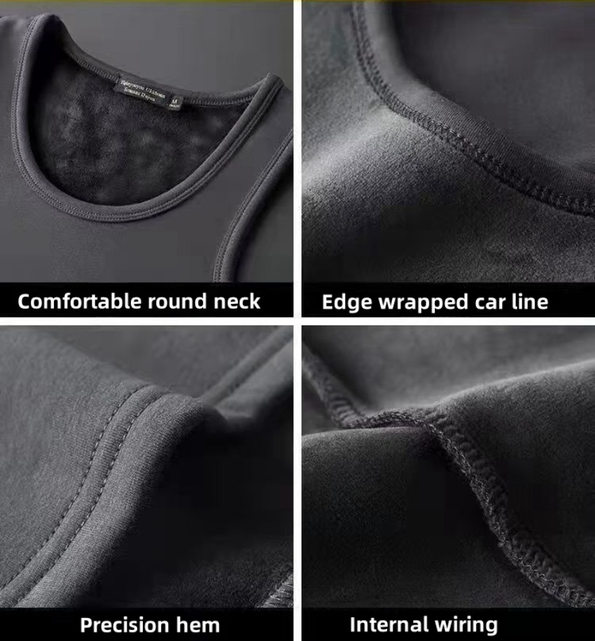 Men's Warm Thermal Underwear, Autumn Winter Sleeveless Vest, Thickening Thermo Lingerie, Soft Fleece Lined Undershirt