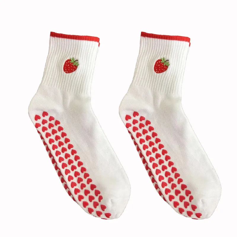 Womens Knitted Embroidered Non-Slip Yoga Socks EU 36–43 – Silicone Grip Pilates & Fitness Mid-Calf Socks