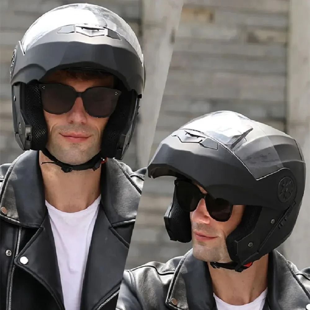 Dual Lens Flip Up Modular Full Face Motorcycle Helmet