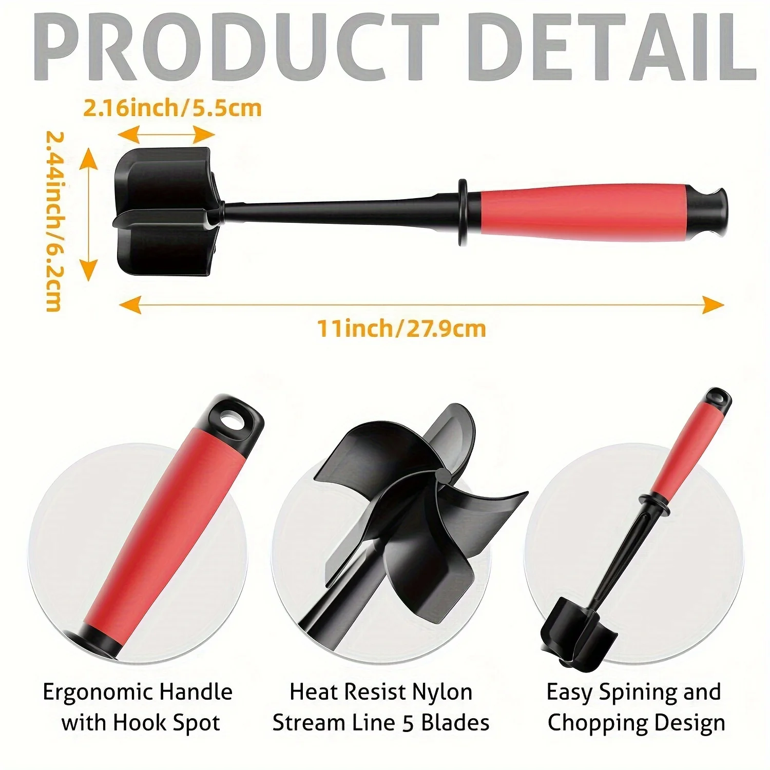 Meat Chopper & Masher Heavy Duty, Non-Stick, Dishwasher Safe