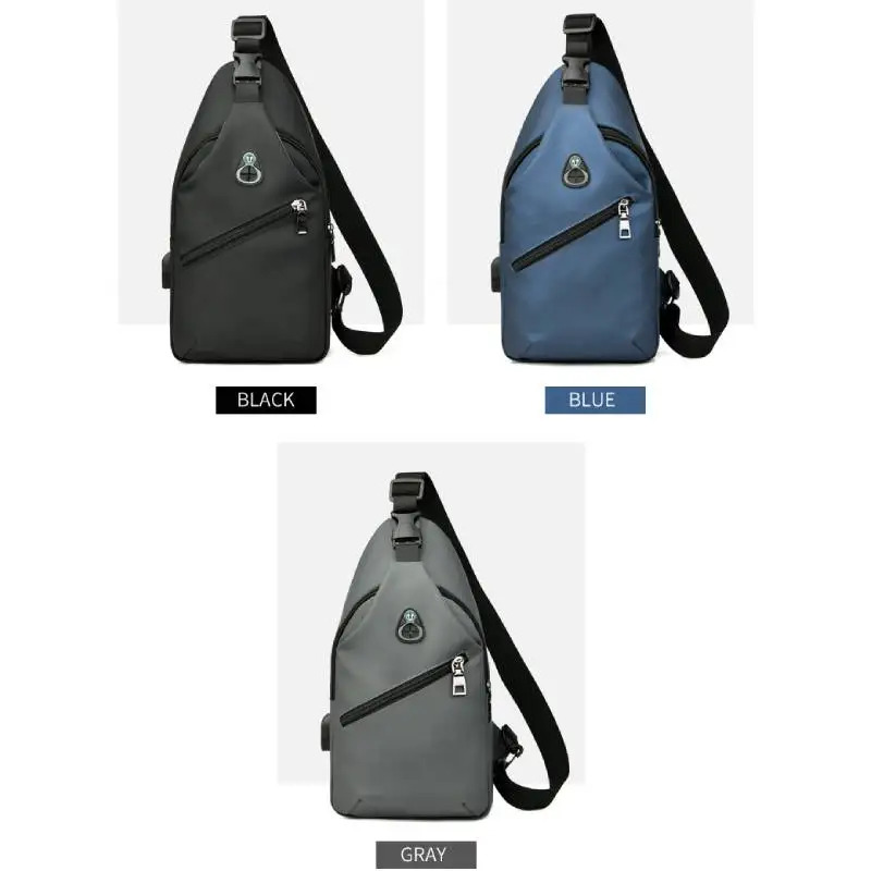Men Fashion Crossbody Bag Trendy Chest Bag Usb Shoulder Bag Leisure Small Chest Bag Large Capacity Chest Bag