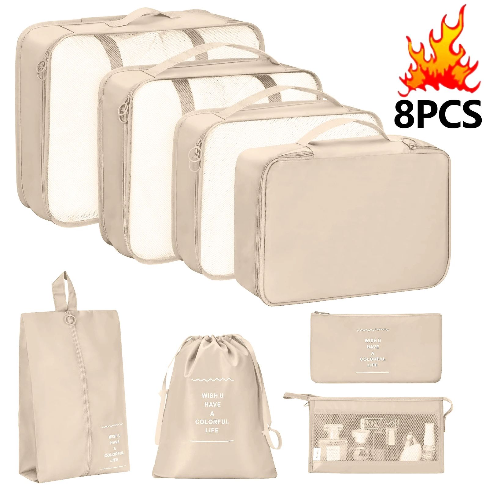 7 Piece Travel Packing Cubes Set