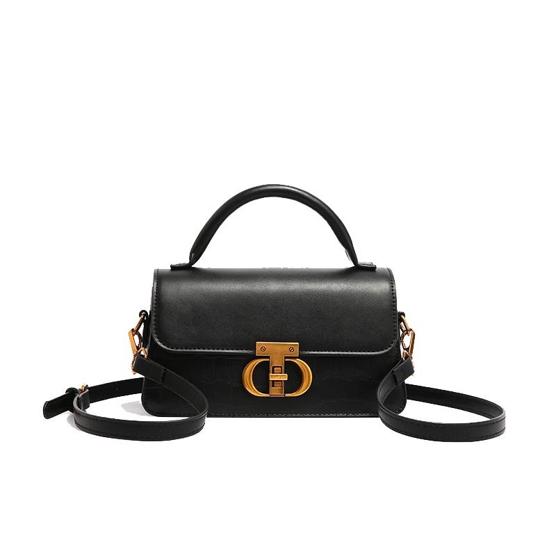 Vintage Small Leather Armpit Bag with Chain Strap Womens Summer Underarm Handbag