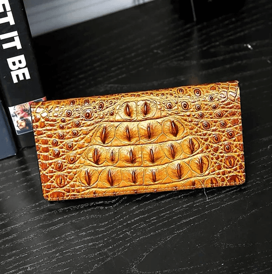 Mens Slim Leather Wallet with Crocodile Texture Business Card Holder