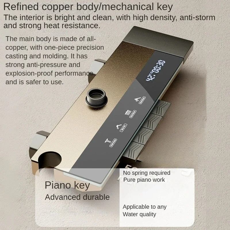 Grey Smart Digital Display Shower System with Four Functions