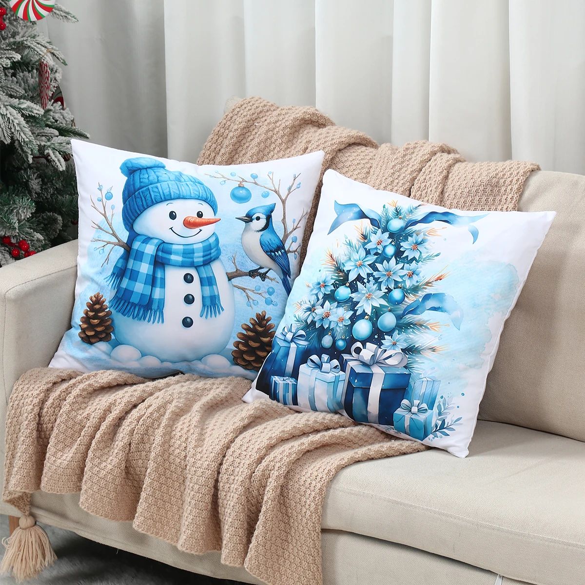 Merry Christmas Santa Pillow Cover Set 4pcs