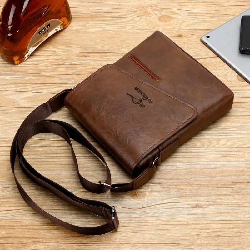 Mens Leather Crossbody Messenger Shoulder Bag