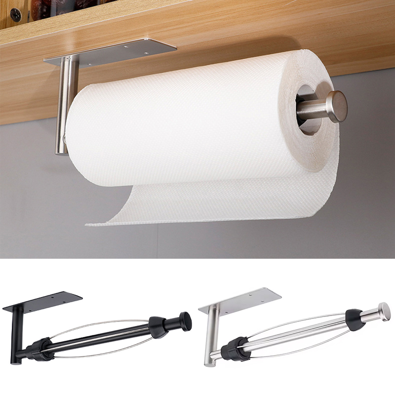 Wall Mounted Paper Towel Holder with Cutter Stainless Steel Kitchen Organizer for Cling Film & Foil