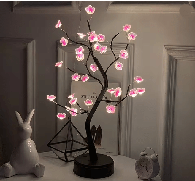 Cherry Blossom Bonsai LED Tree Night Light USB Touch Table Lamp