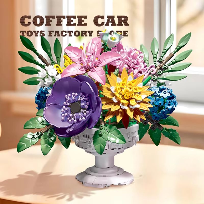 Creative Bonsai Building Blocks Bouquet 3D Model DIY Flower Kit